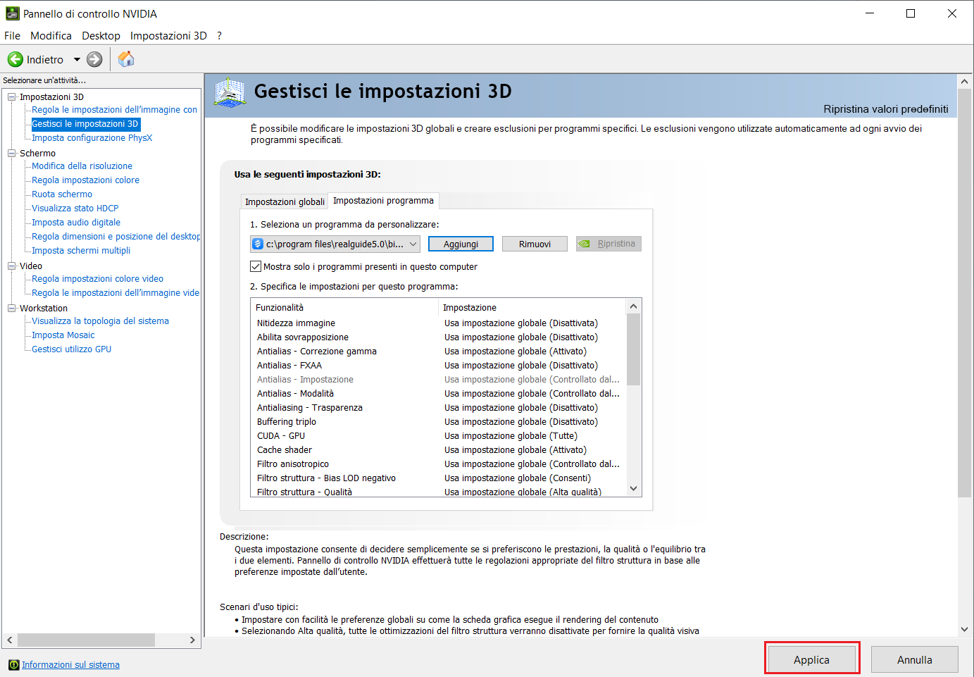 3DIEMME Helpdesk - Impostazioni di controllo della scheda grafica -  Knowledge Base